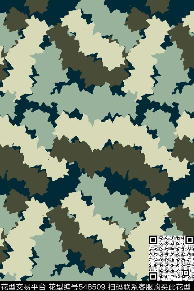 抽象创意迷彩传统印花华亿平台下载（图片编号: 548509） - 瓦栏（Walan）