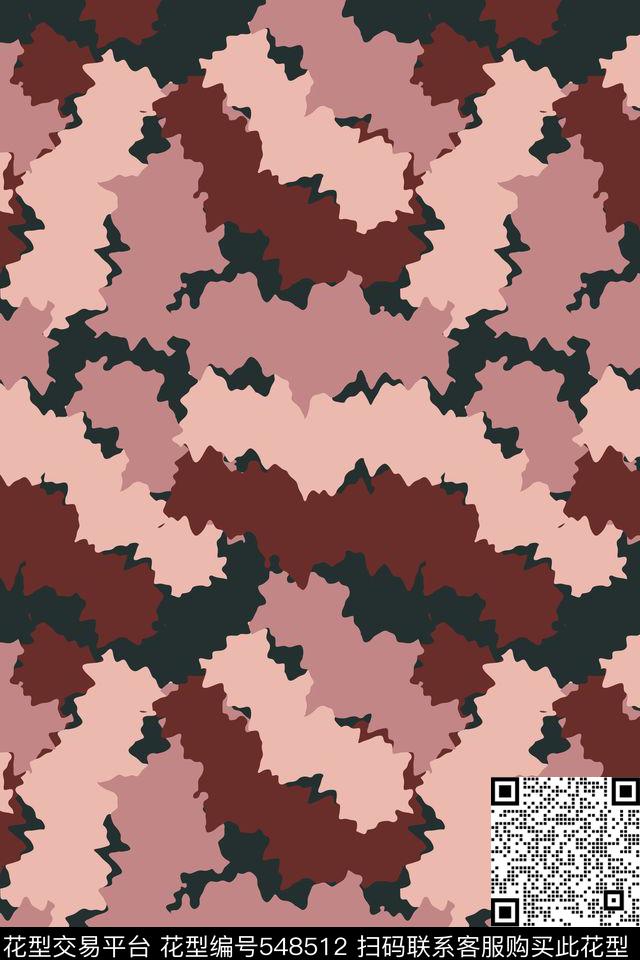 抽象创意迷彩传统印花华亿平台下载（图片编号: 548512） - 瓦栏（Walan）