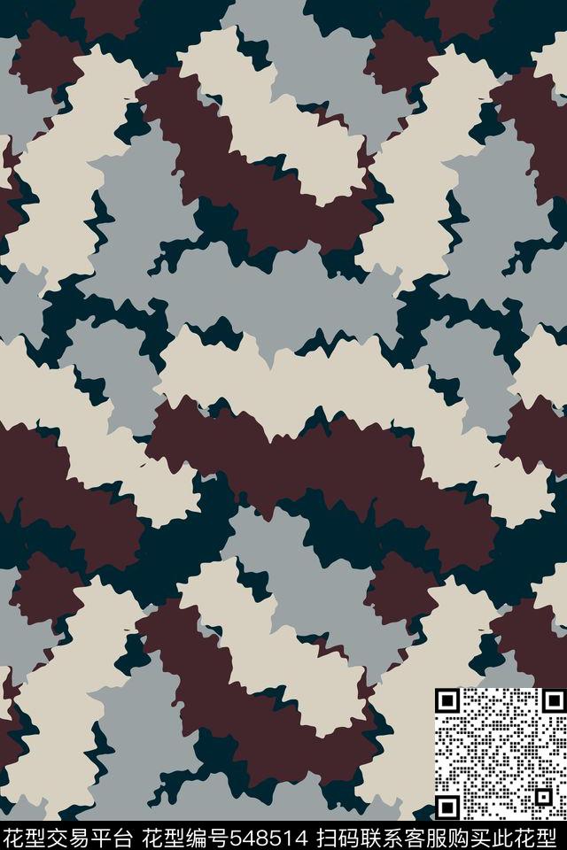 抽象创意迷彩传统印花华亿平台下载（图片编号: 548514） - 瓦栏（Walan）