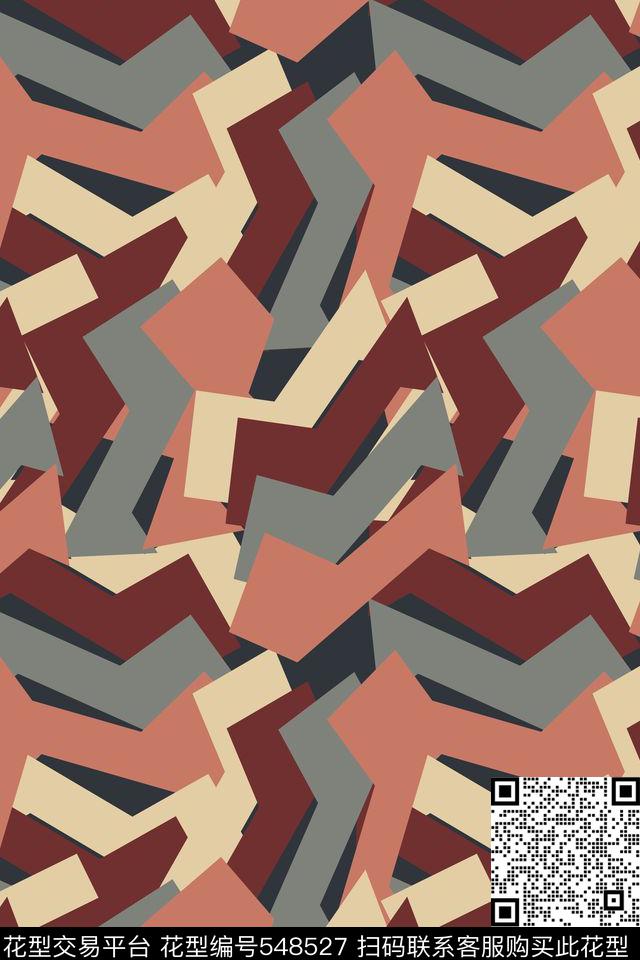抽象创意迷彩传统印花华亿平台下载（图片编号: 548527） - 瓦栏（Walan）