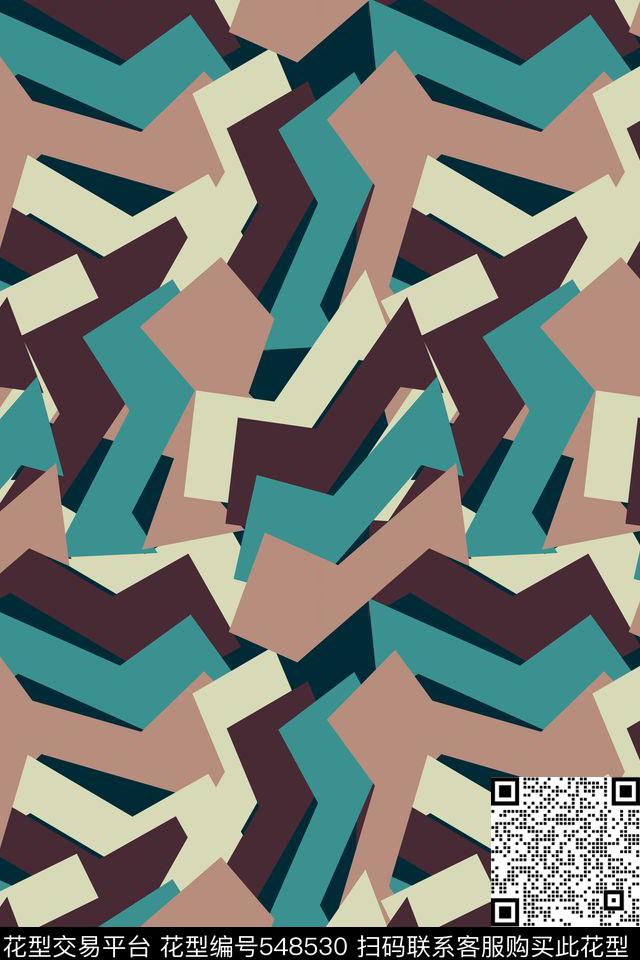 抽象创意迷彩传统印花华亿平台下载（图片编号: 548530） - 瓦栏（Walan）