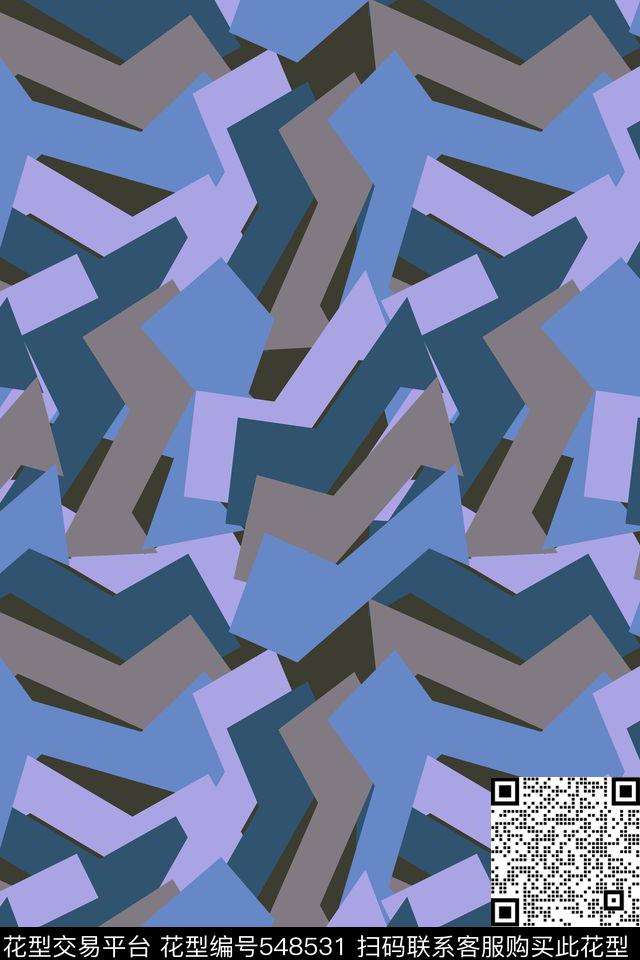 抽象创意迷彩传统印花华亿平台下载（图片编号: 548531） - 瓦栏（Walan）