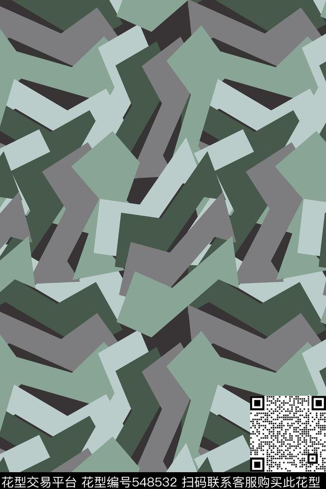 抽象创意迷彩传统印花华亿平台下载（图片编号: 548532） - 瓦栏（Walan）