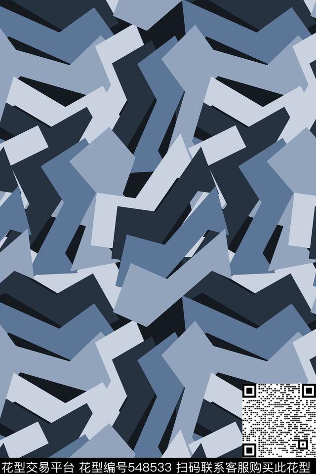 抽象创意迷彩传统印花华亿平台下载（图片编号: 548533） - 瓦栏（Walan）