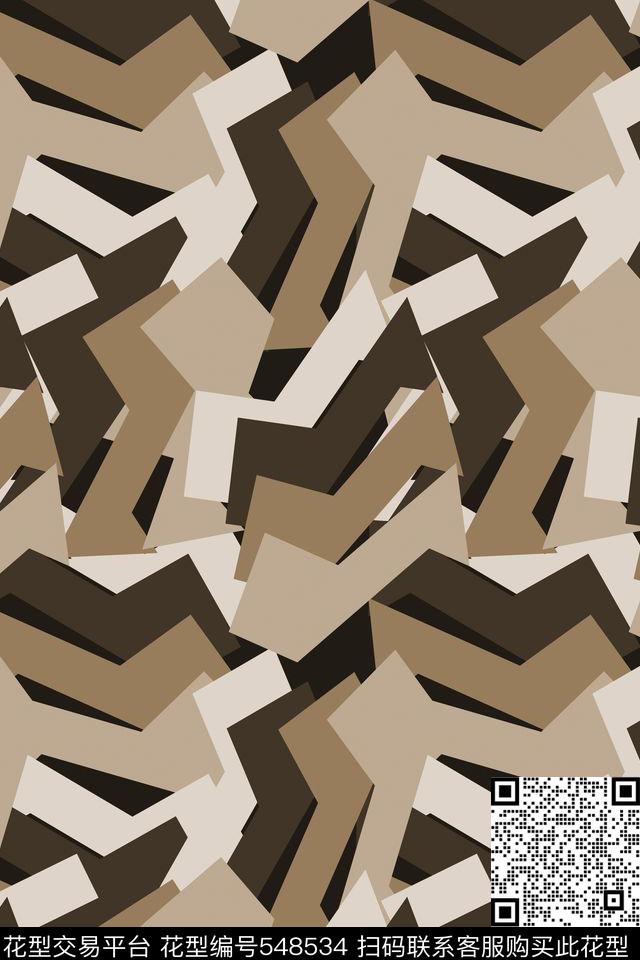 抽象创意迷彩传统印花华亿平台下载（图片编号: 548534） - 瓦栏（Walan）