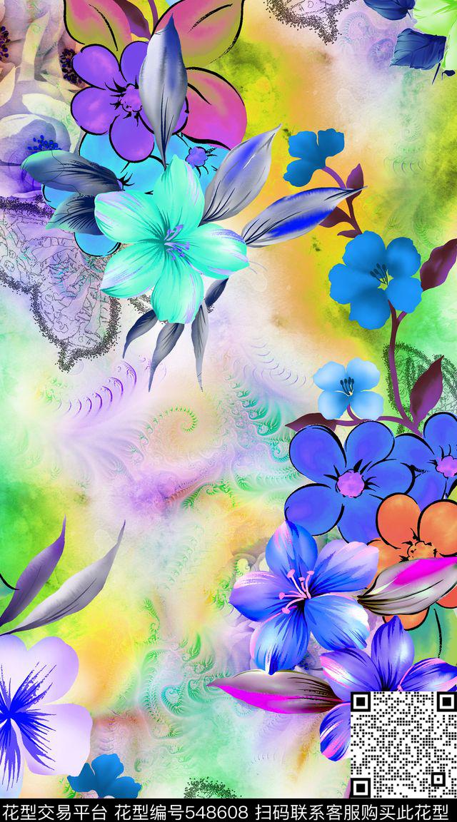 阿拉伯抽象创意数码印花华亿平台下载（图片编号: 548608） - 瓦栏（Walan）