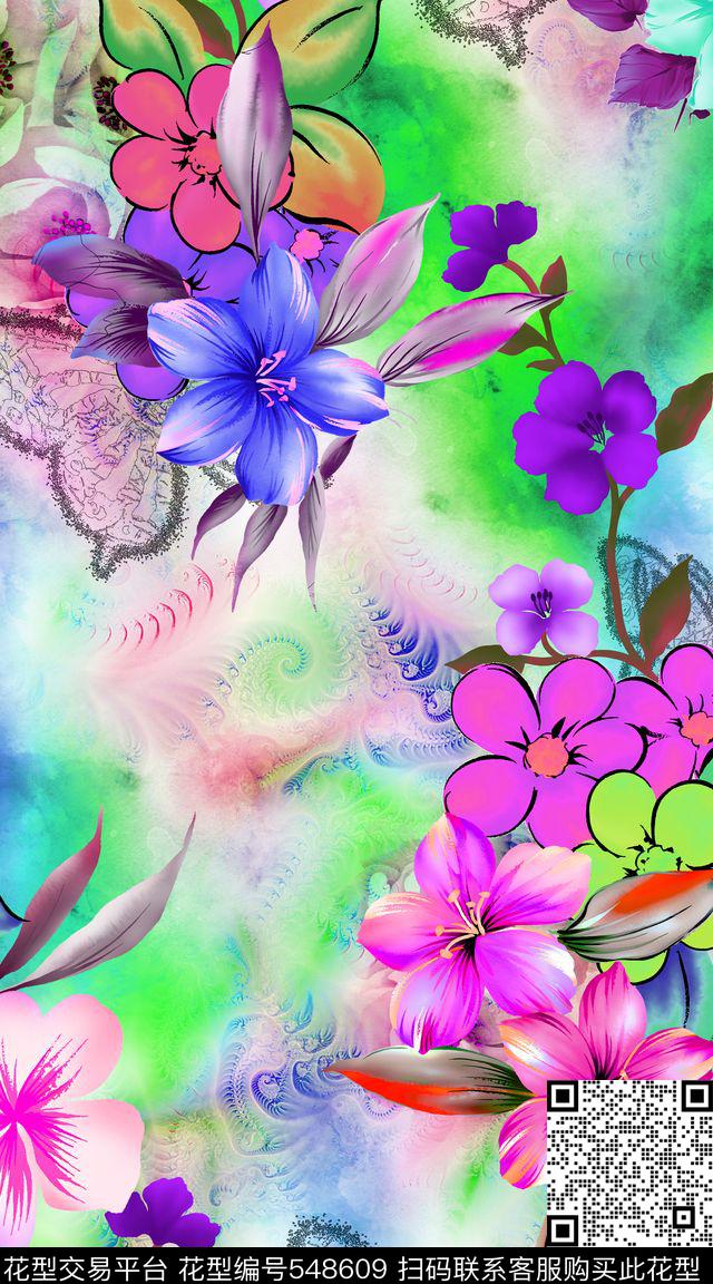 阿拉伯抽象创意数码印花华亿平台下载（图片编号: 548609） - 瓦栏（Walan）