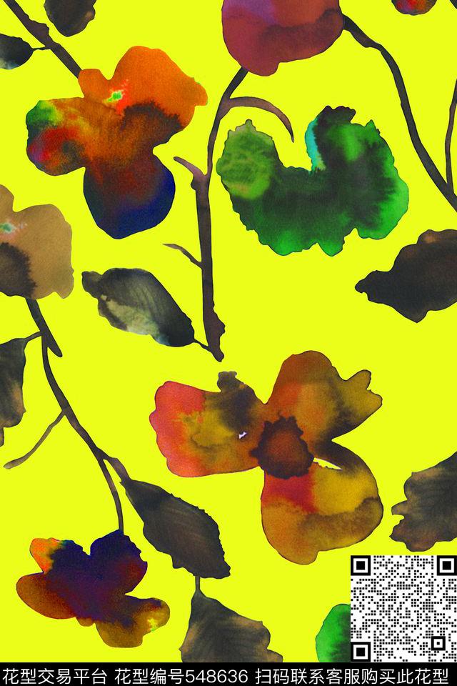 潮流时尚大牌手绘油画花卉复古欧洲大牌花卉数码印花华亿平台下载（图片编号: 548636） - 瓦栏（Walan）