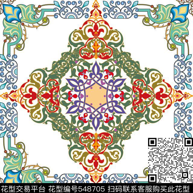 阿拉伯花纹创意方巾创意华亿平台面料传统印花华亿平台下载（图片编号: 548705） - 瓦栏（Walan）