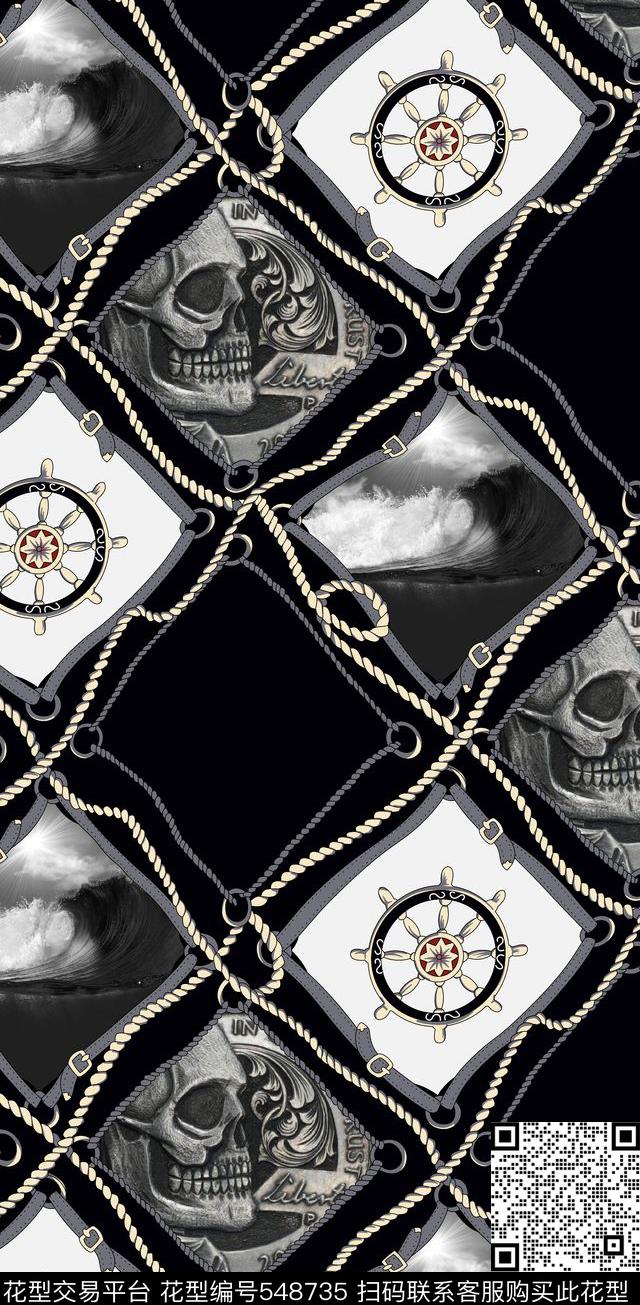 复古男装图案航海风潮潮流男装数码印花华亿平台下载（图片编号: 548735） - 瓦栏（Walan）