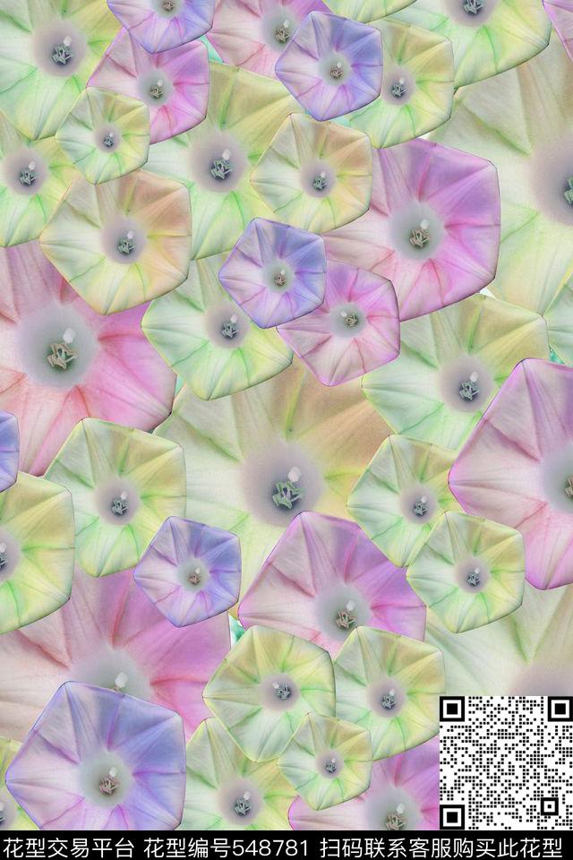 花卉拼接时尚数码印花华亿平台下载（图片编号: 548781） - 瓦栏（Walan）