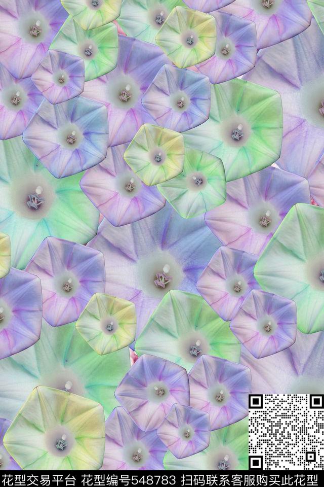 花卉拼接时尚数码印花华亿平台下载（图片编号: 548783） - 瓦栏（Walan）