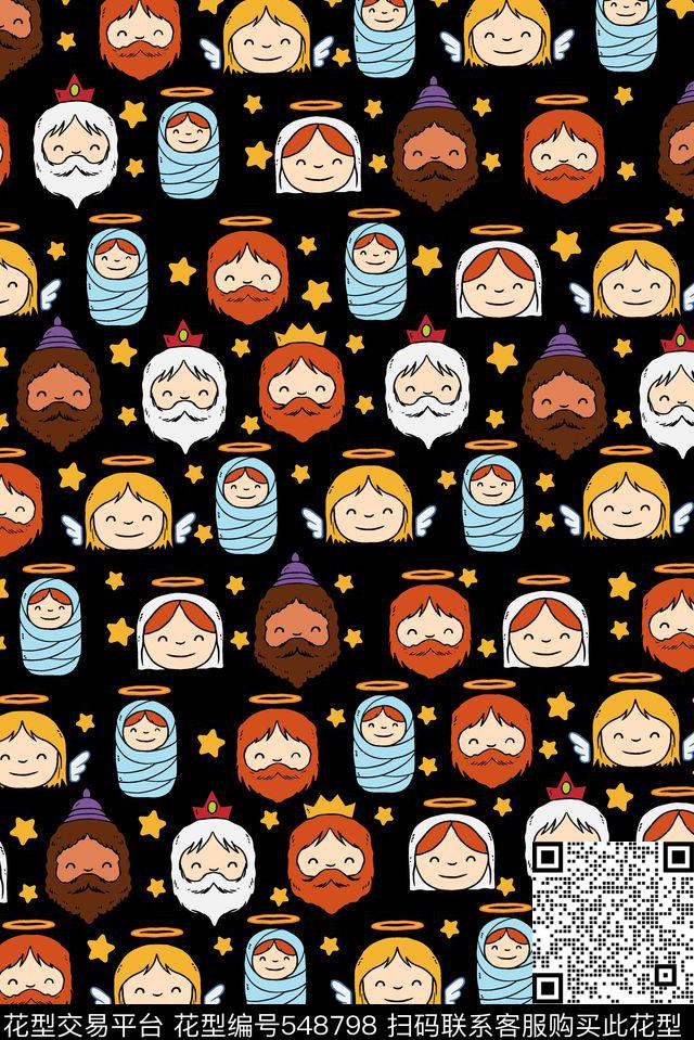 卡通圣诞节老人传统印花华亿平台下载（图片编号: 548798） - 瓦栏（Walan）