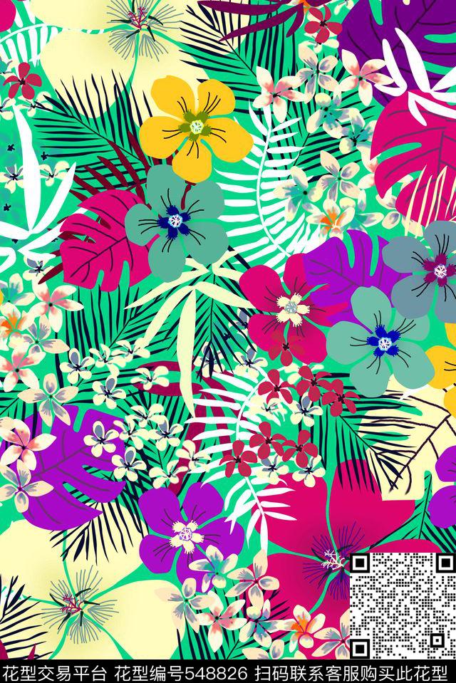 花卉女装热带风情传统印花华亿平台下载（图片编号: 548826） - 瓦栏（Walan）