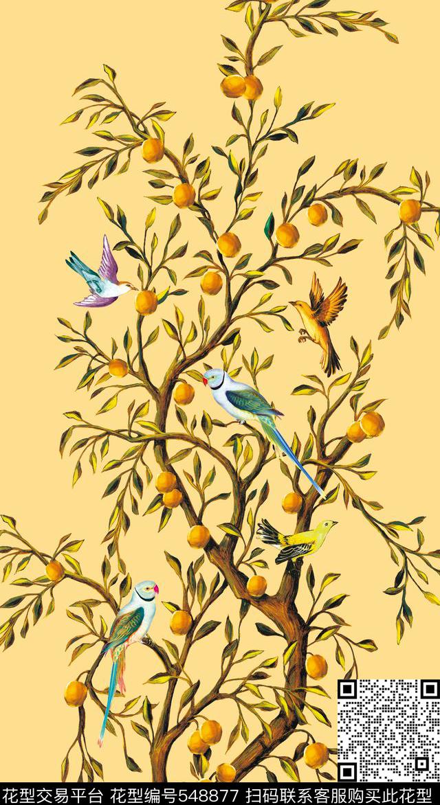 潮流时尚大牌富贵树柠檬树数码印花华亿平台下载（图片编号: 548877） - 瓦栏（Walan）