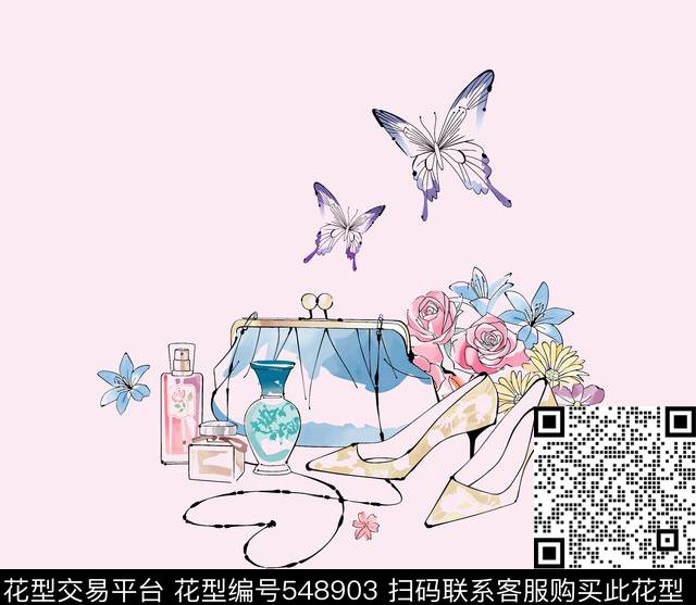 蝴蝶花朵欧美数码印花华亿平台下载（图片编号: 548903） - 瓦栏（Walan）