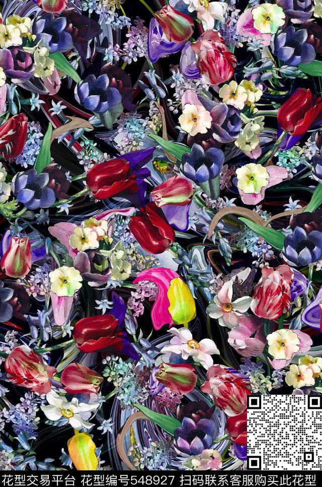 油画复古优雅数码印花华亿平台下载（图片编号: 548927） - 瓦栏（Walan）