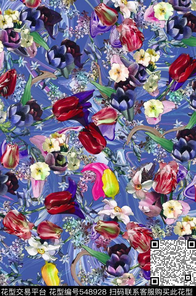 油画复古优雅数码印花华亿平台下载（图片编号: 548928） - 瓦栏（Walan）