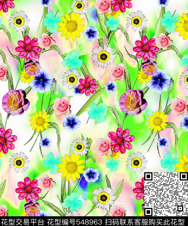 服装花卉数码传统印花华亿平台下载（图片编号: 548963） - 瓦栏（Walan）