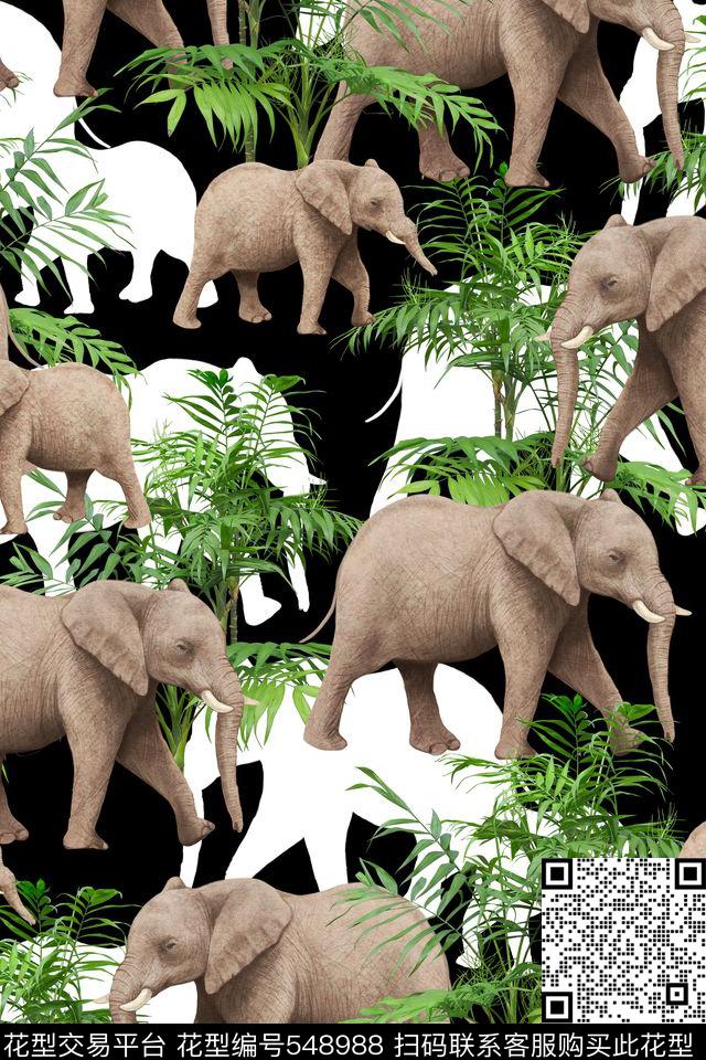 植物大象纯色底数码印花华亿平台下载（图片编号: 548988） - 瓦栏（Walan）