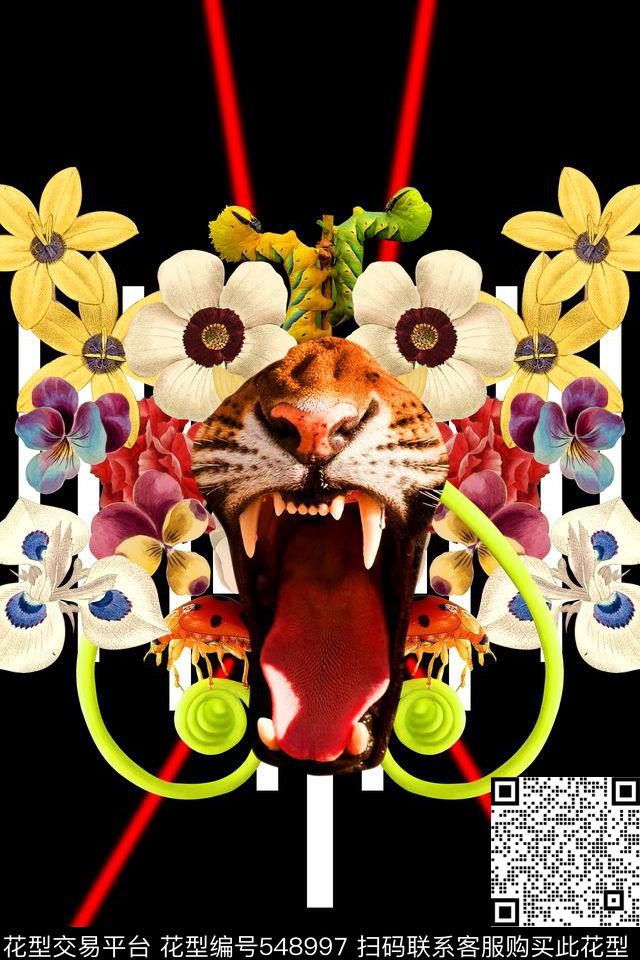 定位花卉老虎数码印花华亿平台下载（图片编号: 548997） - 瓦栏（Walan）