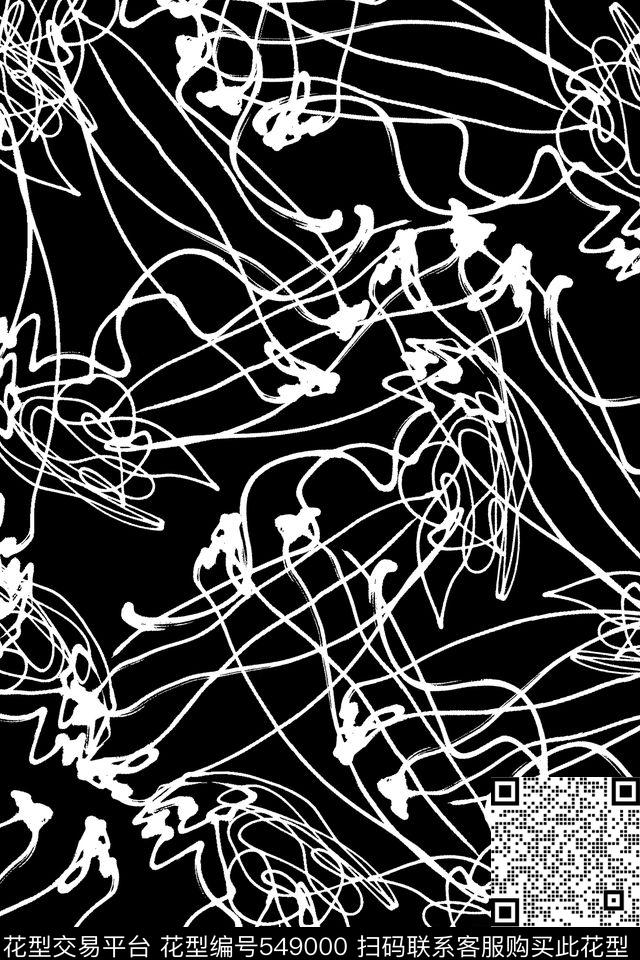 抽象线条无厘头传统印花华亿平台下载（图片编号: 549000） - 瓦栏（Walan）