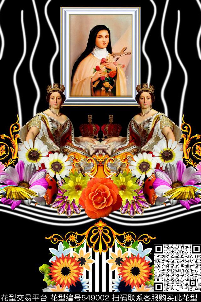 花卉欧式宫廷油画数码印花华亿平台下载（图片编号: 549002） - 瓦栏（Walan）
