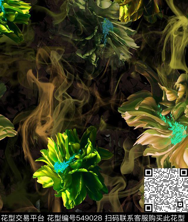 写意花卉欧美数码印花华亿平台下载（图片编号: 549028） - 瓦栏（Walan）