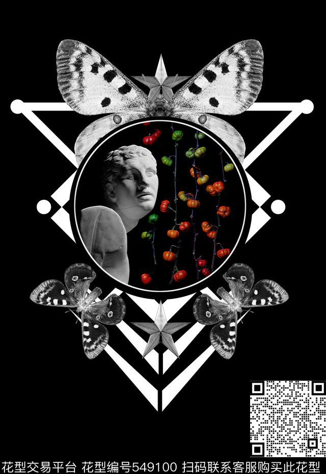 潮流时尚定位男装石膏人物数码印花华亿平台下载（图片编号: 549100） - 瓦栏（Walan）