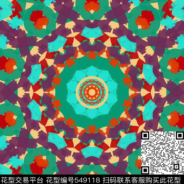 波普风抽象迷幻色彩传统印花华亿平台下载（图片编号: 549118） - 瓦栏（Walan）