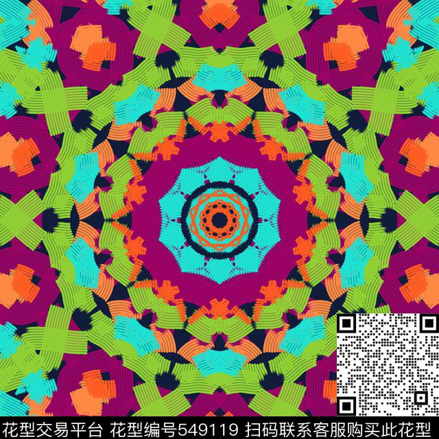 波普风抽象迷幻色彩传统印花华亿平台下载（图片编号: 549119） - 瓦栏（Walan）