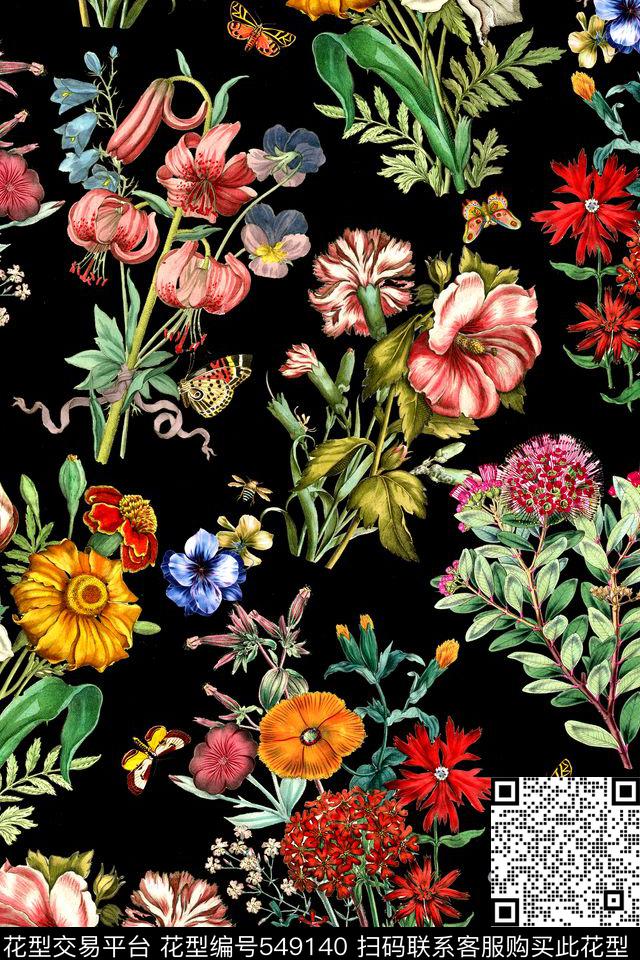 时尚手绘小碎花数码印花华亿平台下载（图片编号: 549140） - 瓦栏（Walan）