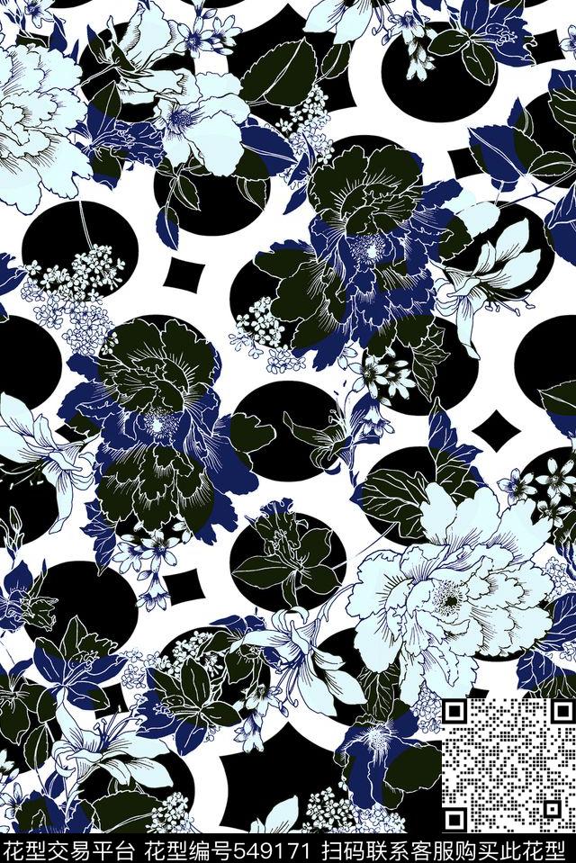 波点工笔几何传统印花华亿平台下载（图片编号: 549171） - 瓦栏（Walan）