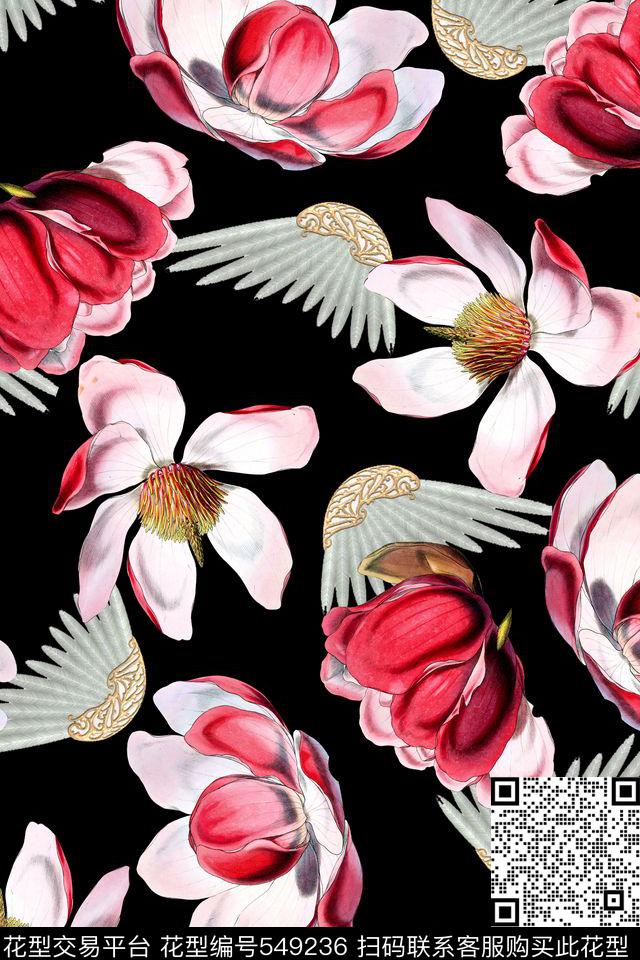 花卉纯色底花瓣数码印花华亿平台下载（图片编号: 549236） - 瓦栏（Walan）