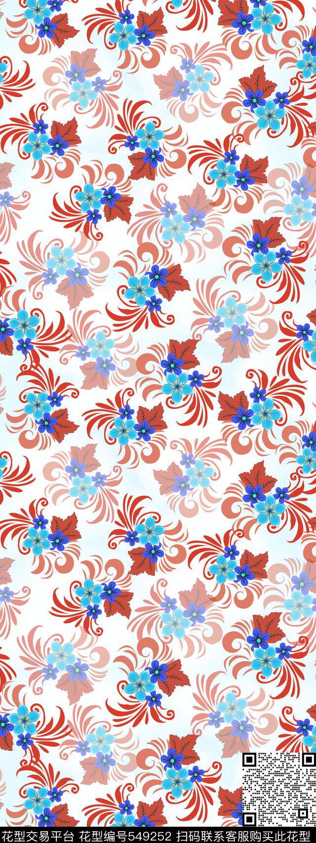 欧式纹样树叶云纹抽象传统印花华亿平台下载（图片编号: 549252） - 瓦栏（Walan）