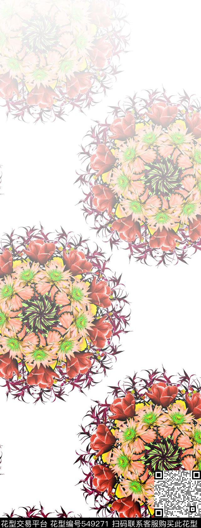 欧美花卉潮流数码印花华亿平台下载（图片编号: 549271） - 瓦栏（Walan）