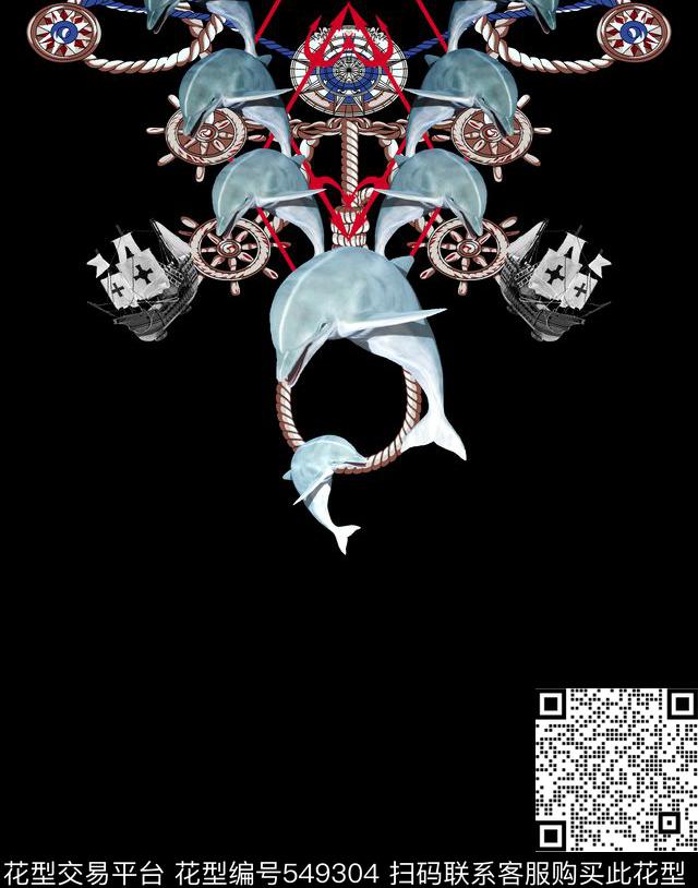 抽象男装图案航海风潮趣味男装图案数码印花华亿平台下载（图片编号: 549304） - 瓦栏（Walan）