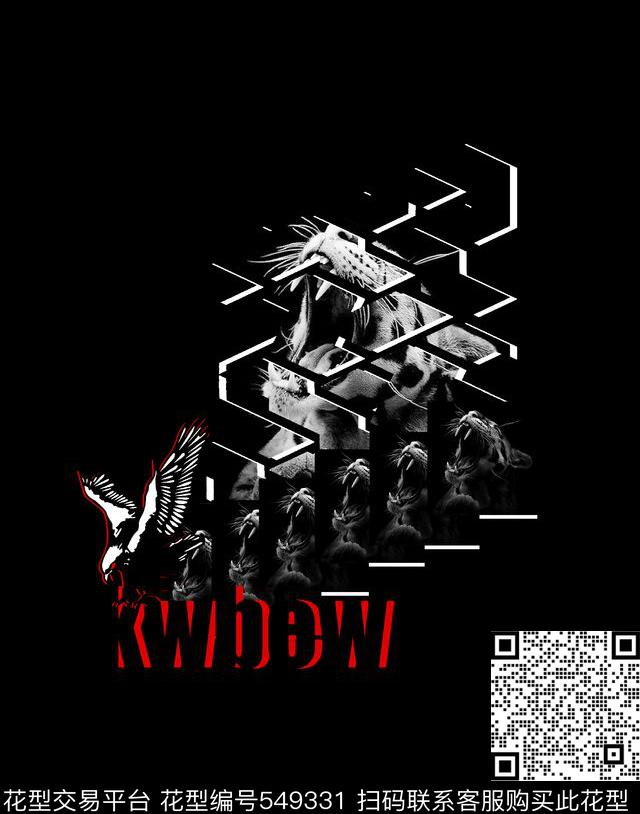 时尚潮流老虎头动物男装图案数码印花华亿平台下载（图片编号: 549331） - 瓦栏（Walan）