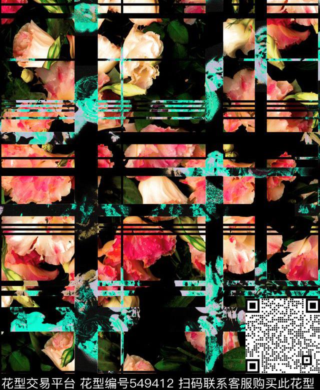 时尚数码花卉数码印花华亿平台下载（图片编号: 549412） - 瓦栏（Walan）