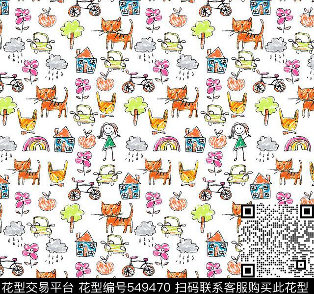 线条色块卡通婴幼华亿平台传统印花华亿平台下载（图片编号: 549470） - 瓦栏（Walan）