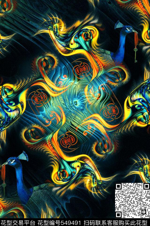 抽象分形艺术炫光图案数码印花华亿平台下载（图片编号: 549491） - 瓦栏（Walan）