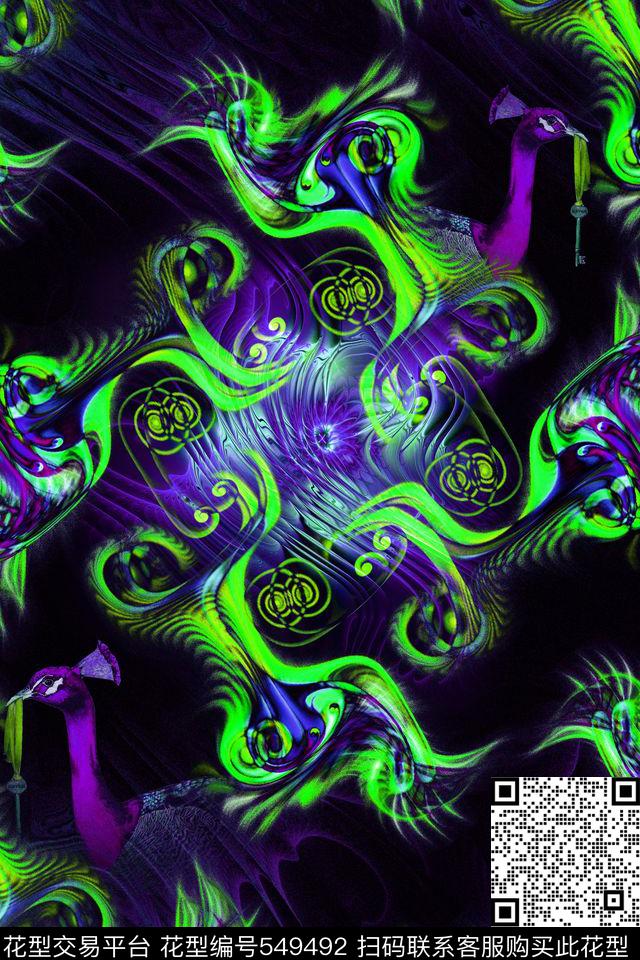抽象分形艺术炫光图案数码印花华亿平台下载（图片编号: 549492） - 瓦栏（Walan）