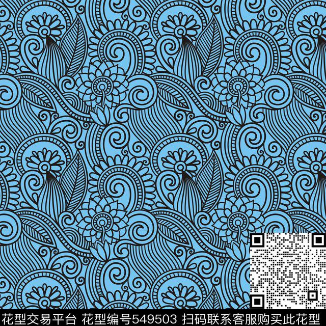 古典花纹满印碎花传统印花华亿平台下载（图片编号: 549503） - 瓦栏（Walan）
