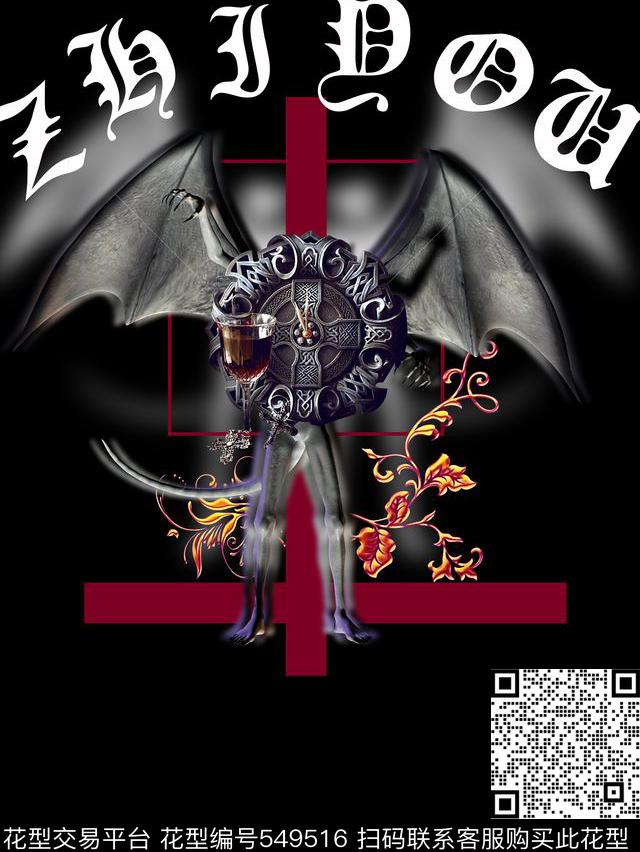 潮流男装T恤复古吸血鬼数码印花华亿平台下载（图片编号: 549516） - 瓦栏（Walan）