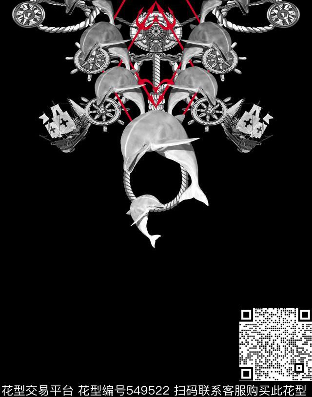 抽象男装图案航海风潮趣味男装图案数码印花华亿平台下载（图片编号: 549522） - 瓦栏（Walan）