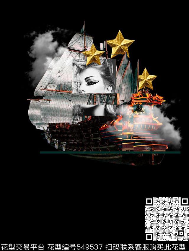 复古船只男装T恤定位欧美潮流风格数码印花华亿平台下载（图片编号: 549537） - 瓦栏（Walan）