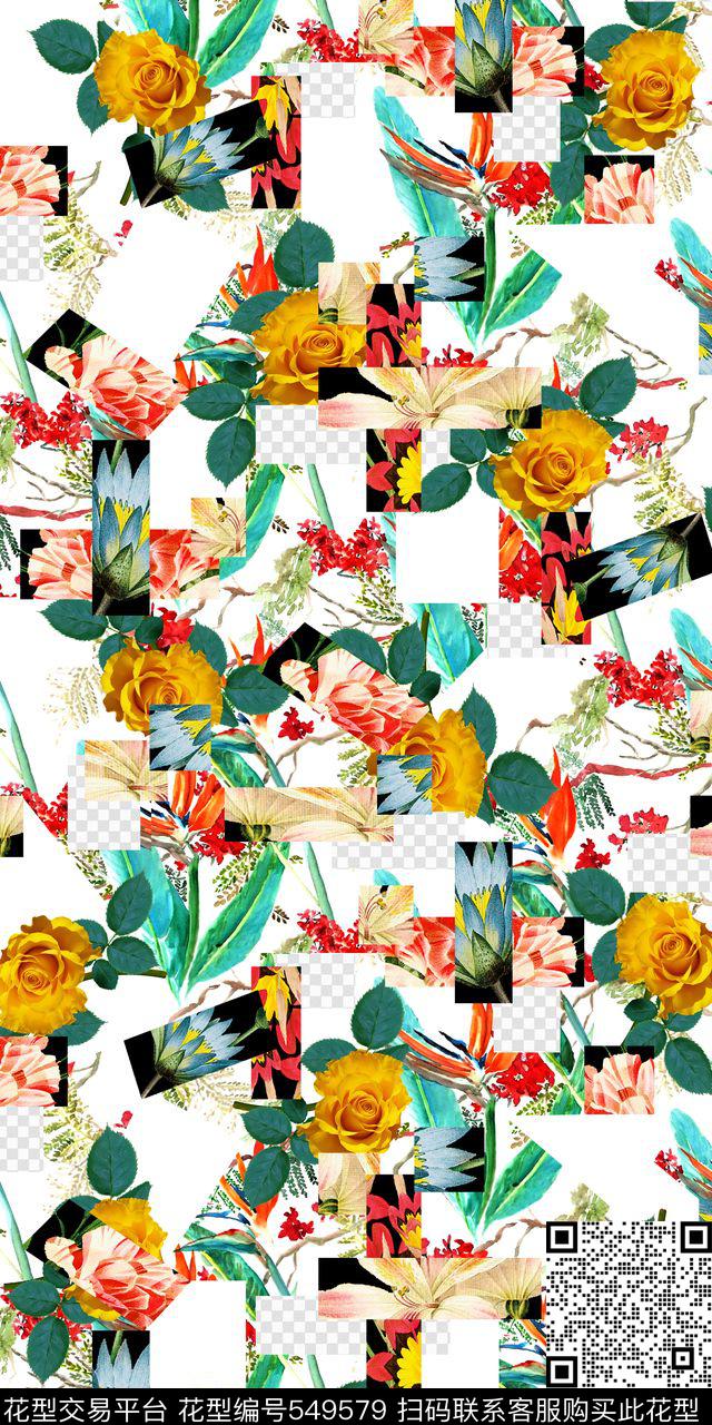 时尚潮流花卉几何数码印花华亿平台下载（图片编号: 549579） - 瓦栏（Walan）