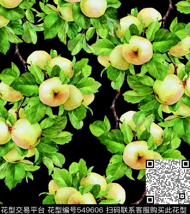 手绘桃子水果柠檬数码印花华亿平台下载（图片编号: 549606） - 瓦栏（Walan）