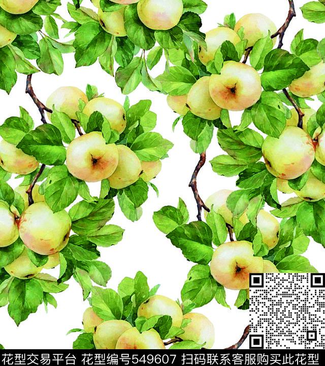 手绘桃子水果柠檬数码印花华亿平台下载（图片编号: 549607） - 瓦栏（Walan）