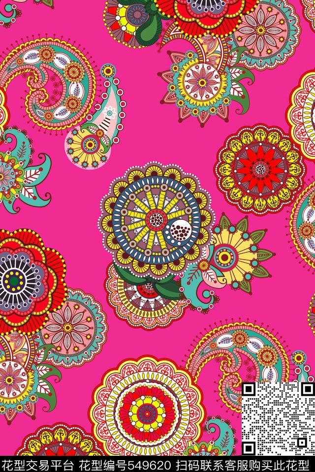 火腿纹民族风曼陀罗传统印花华亿平台下载（图片编号: 549620） - 瓦栏（Walan）